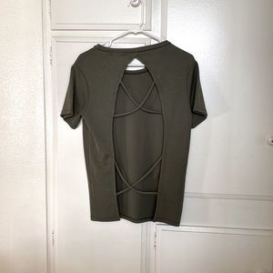 Olive green Open back shirt